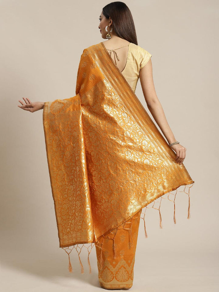 Mustard Woven Design Brocade Saree