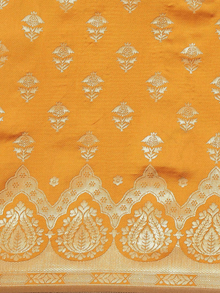 Mustard Woven Design Brocade Saree
