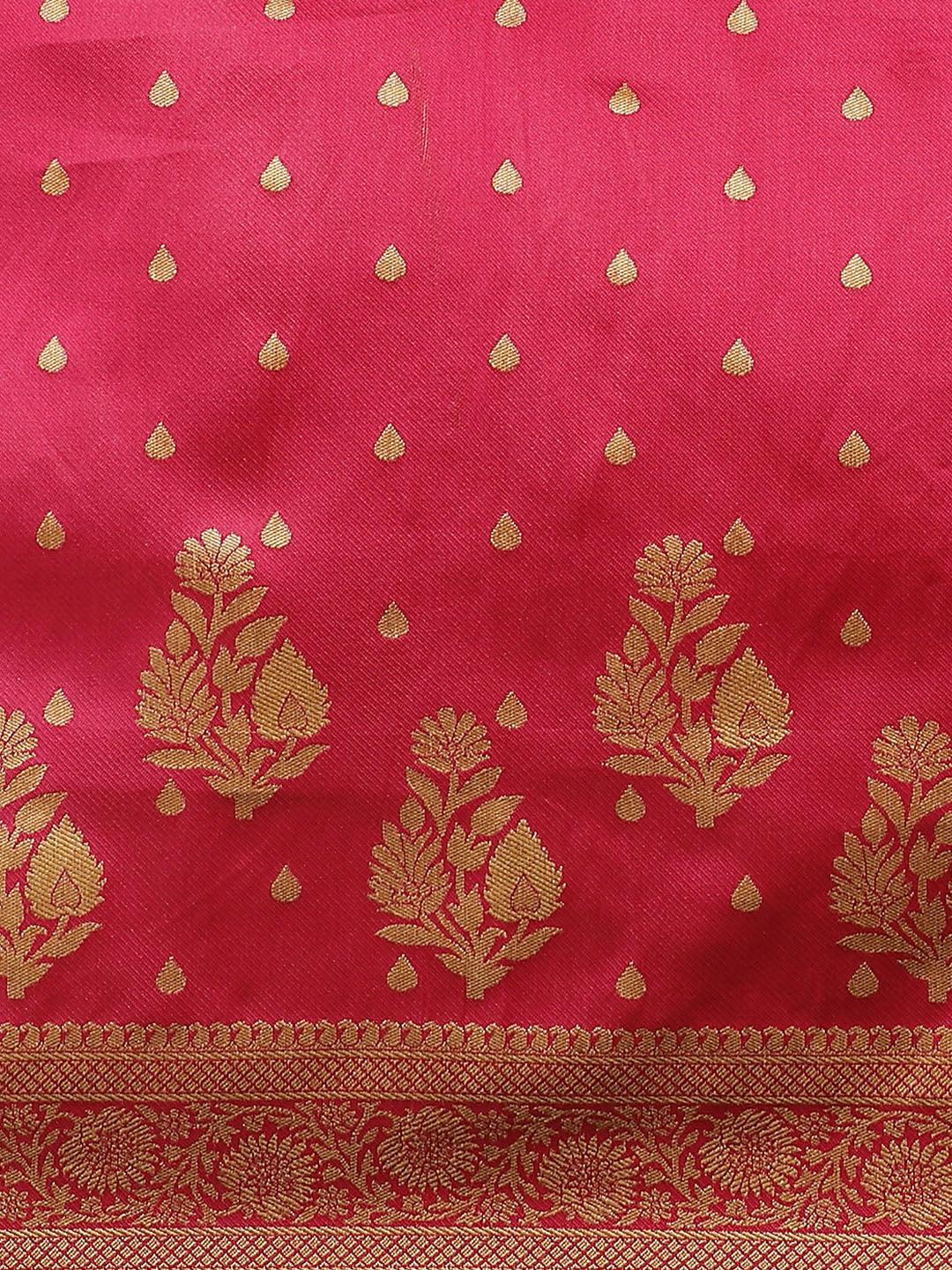 Pink Woven Design Brocade Saree - ShopLibas