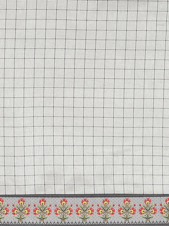 Grey Embroidered Crepe Saree