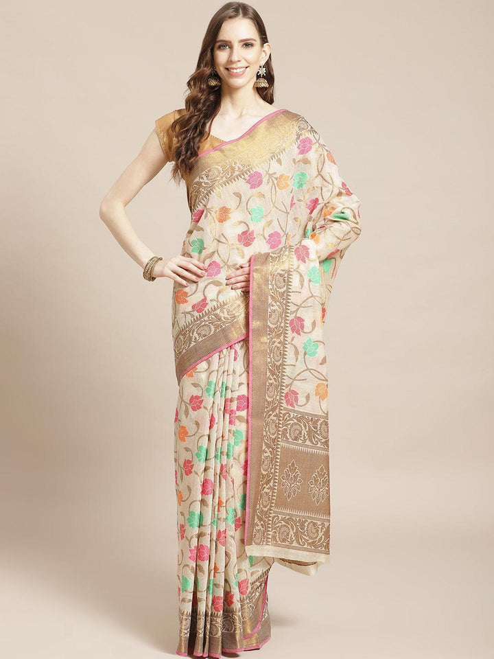 Multicoloured Woven Design Cotton Saree