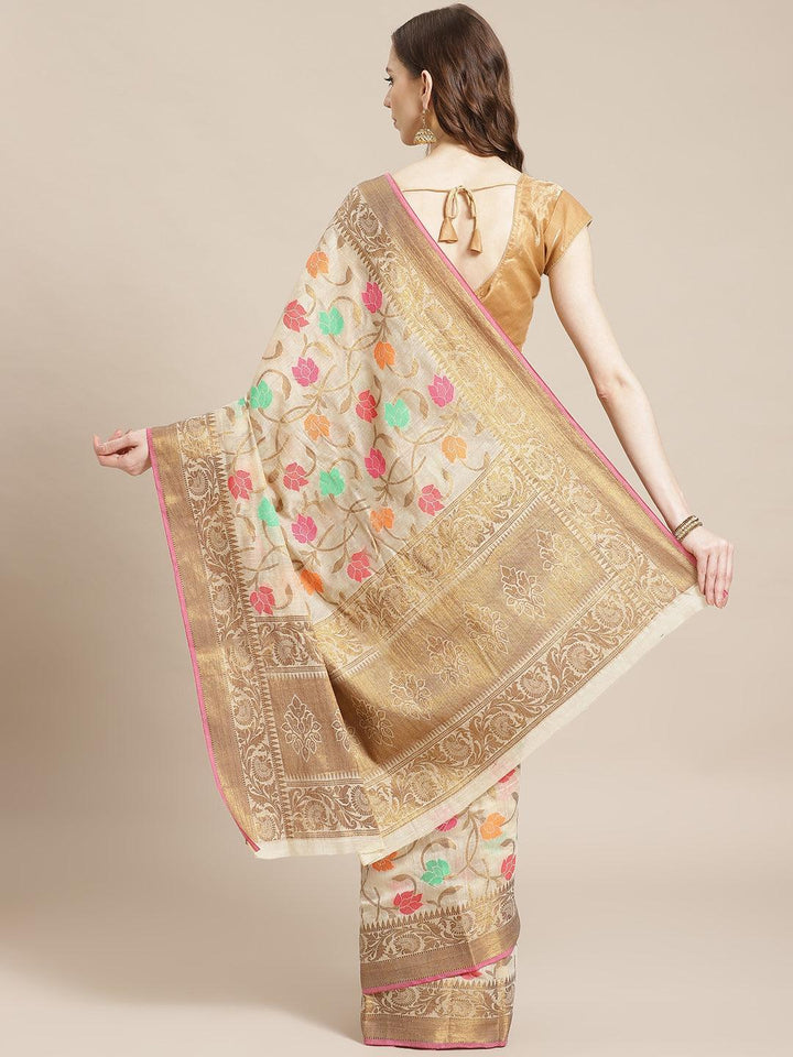 Multicoloured Woven Design Cotton Saree