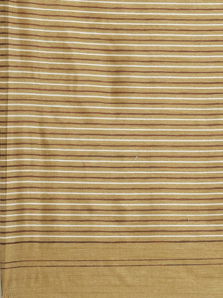 Beige Printed Cotton Silk Saree