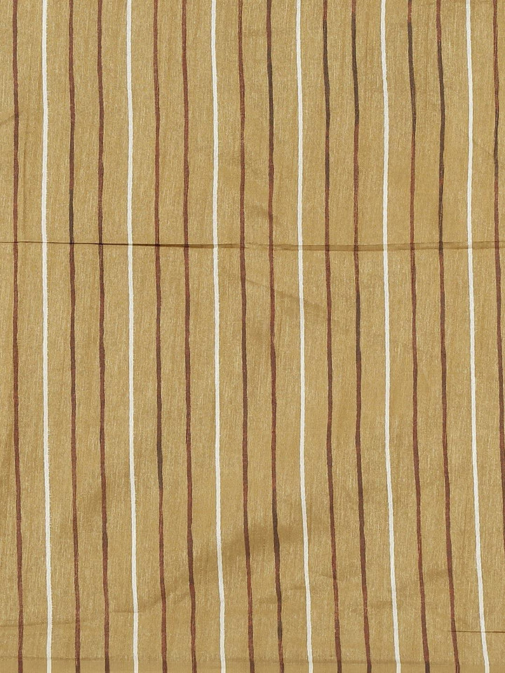 Beige Printed Cotton Silk Saree