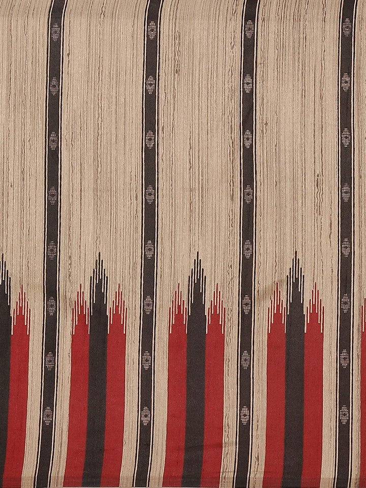 Beige Printed Cotton Silk Saree