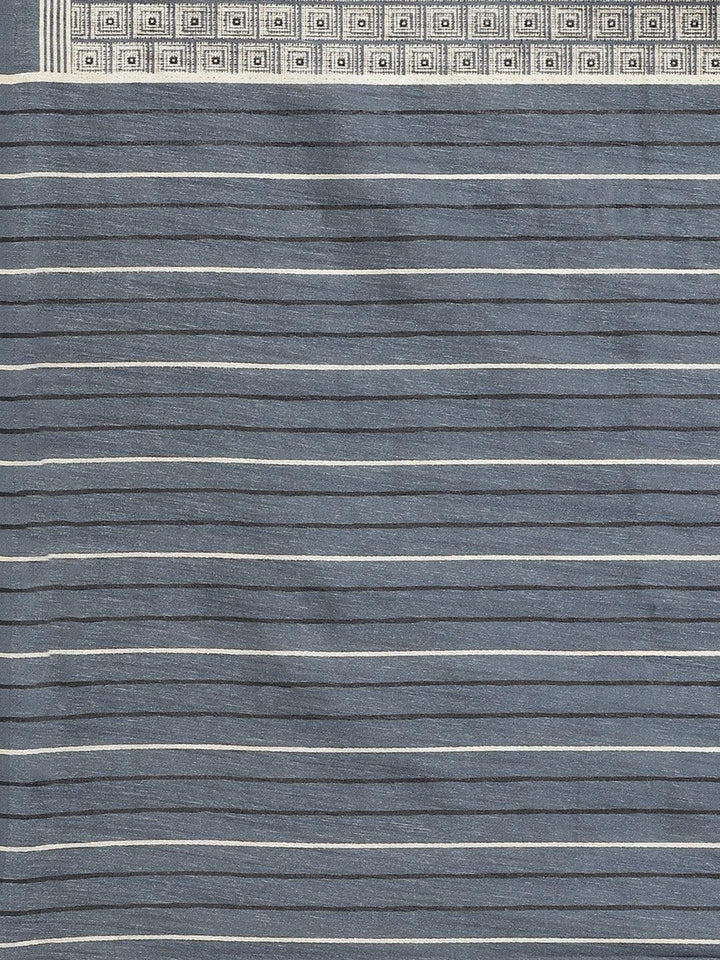 Grey Printed Cotton Silk Saree