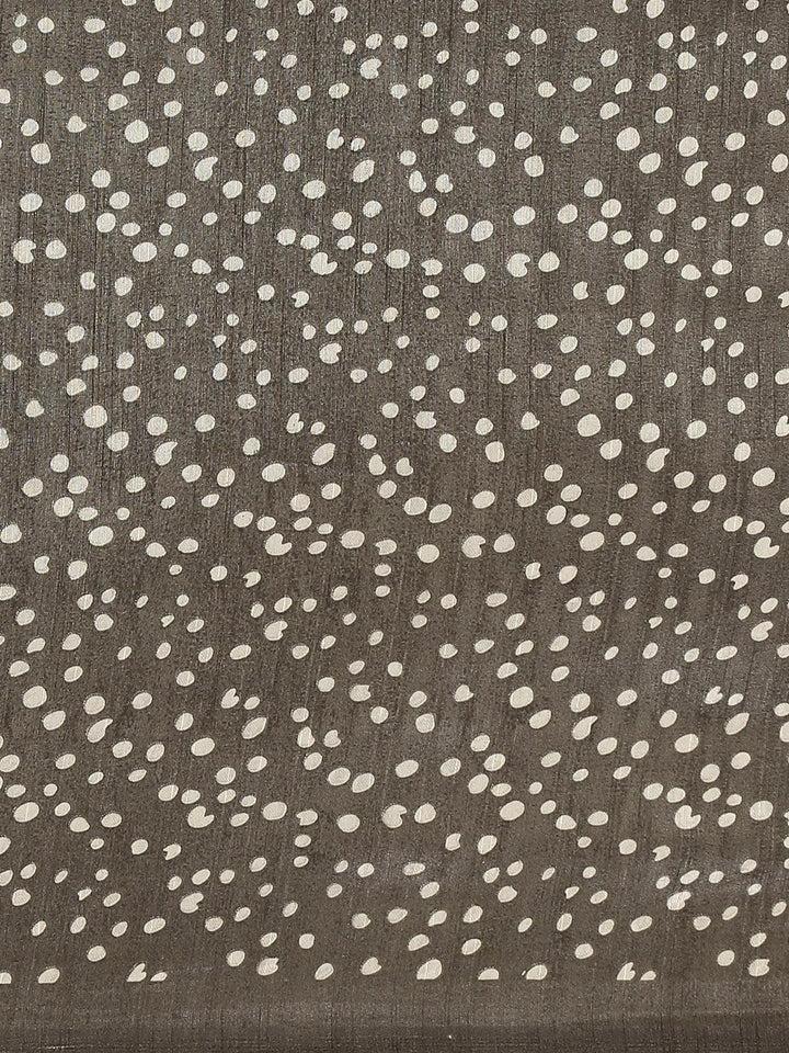 Grey Printed Cotton Silk Saree
