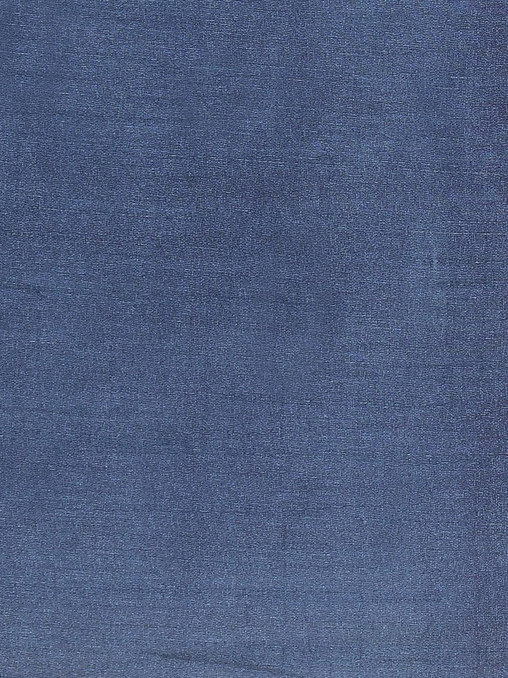 Blue Printed Cotton Silk Saree