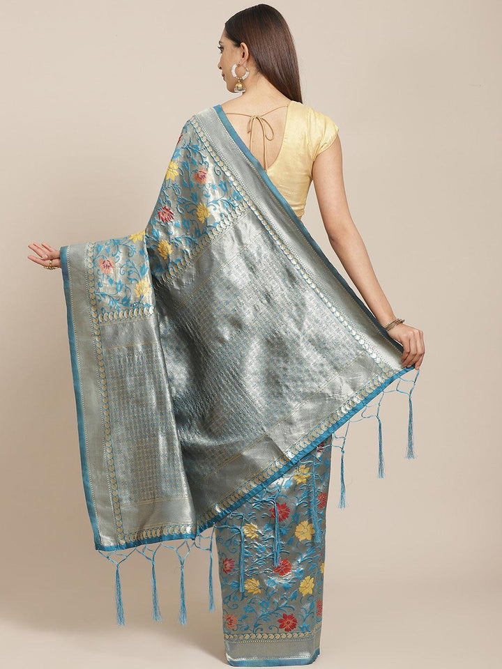 Blue Woven Design Brocade Saree