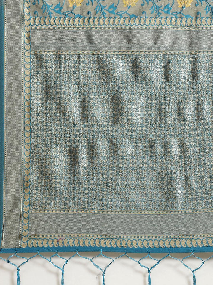 Blue Woven Design Brocade Saree