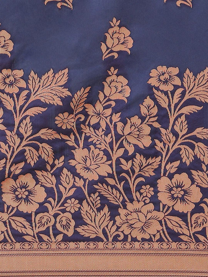 Blue Woven Design Silk Blend Saree