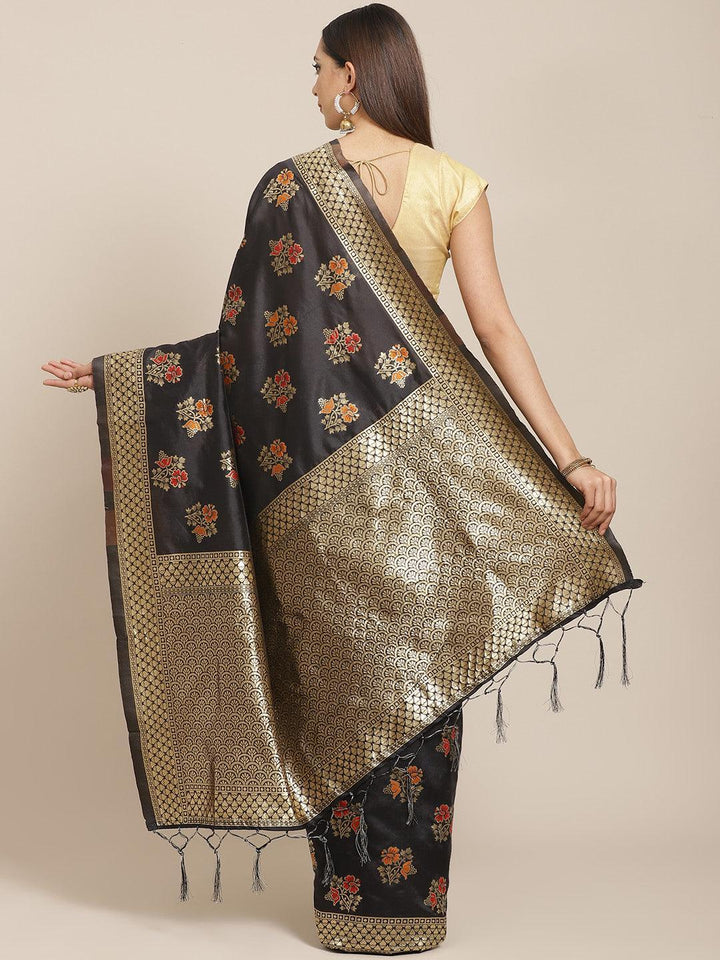 Black Woven Design Silk Blend Saree