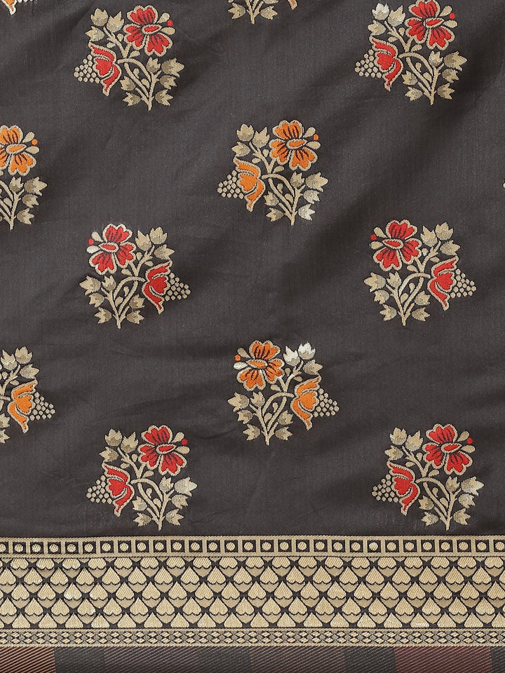 Black Woven Design Silk Blend Saree