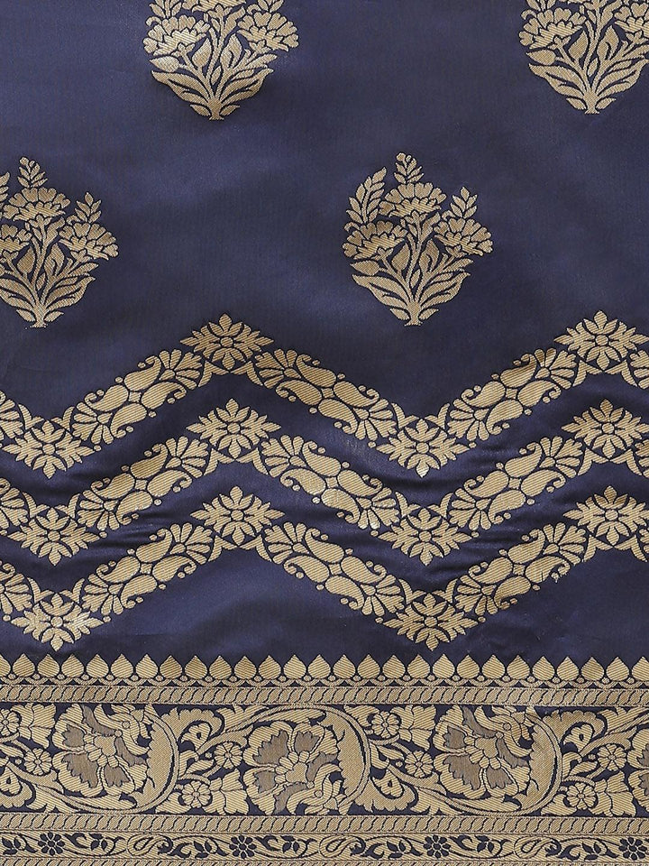 Blue Woven Design Silk Blend Saree