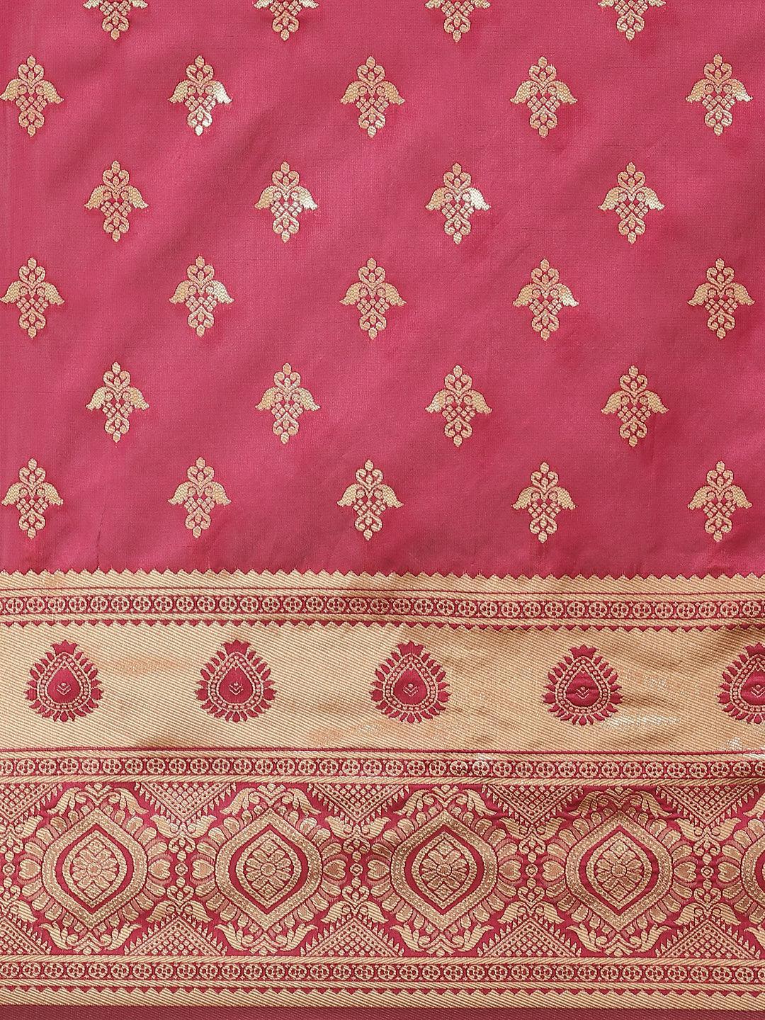 Purple Woven Design Silk Blend Saree - ShopLibas