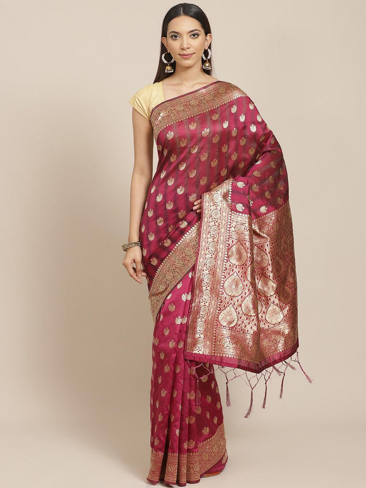 Purple Woven Design Brocade Saree