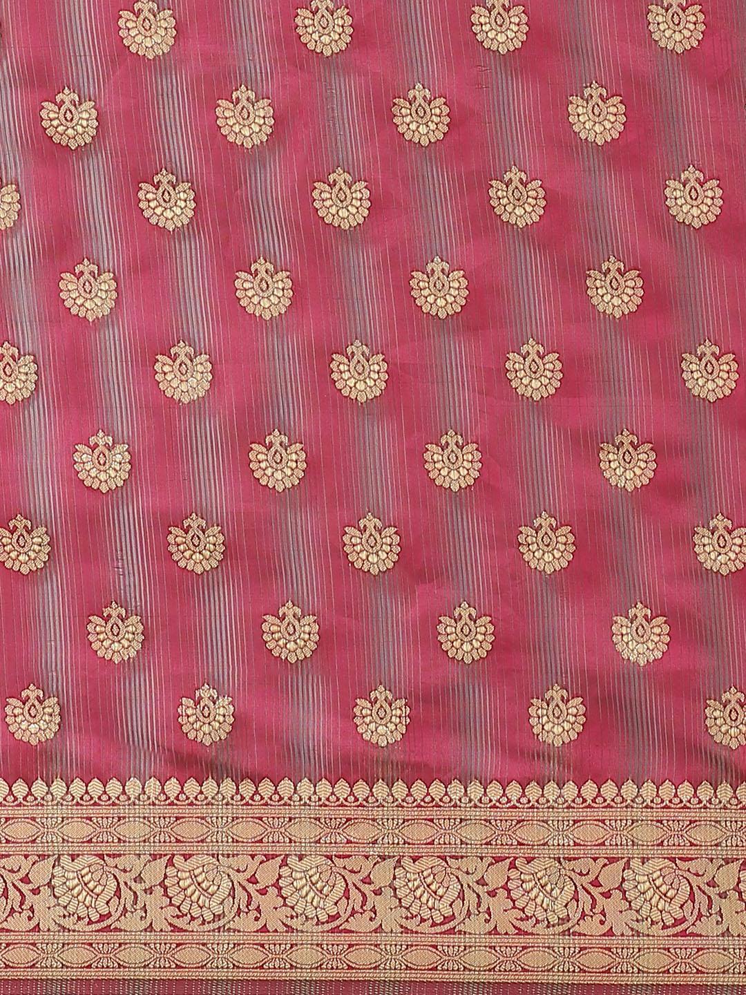 Purple Woven Design Brocade Saree - ShopLibas