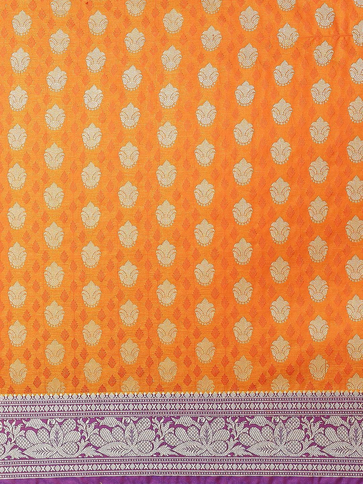 Orange Woven Design Brocade Saree