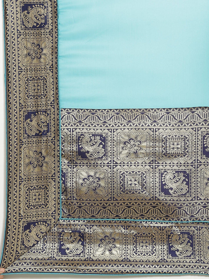 Blue Solid Chiffon Saree