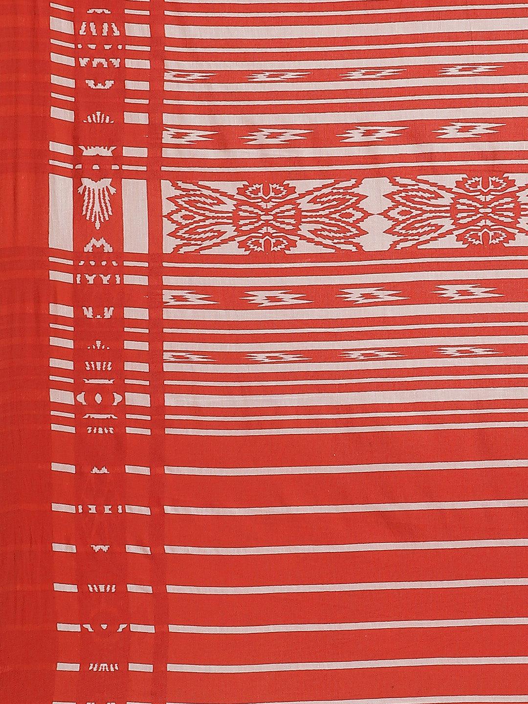 Black Printed Cotton Saree - ShopLibas