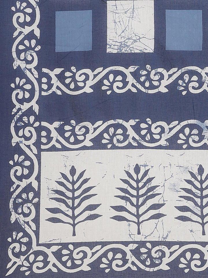 Blue Printed Cotton Saree