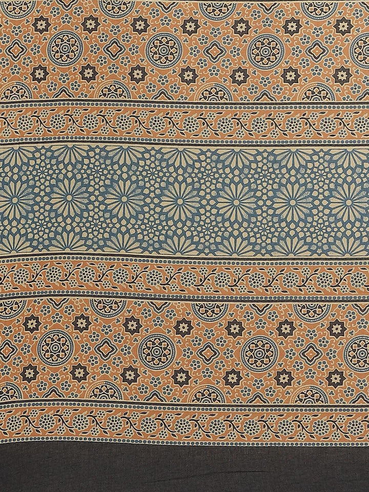 Blue Printed Cotton Saree