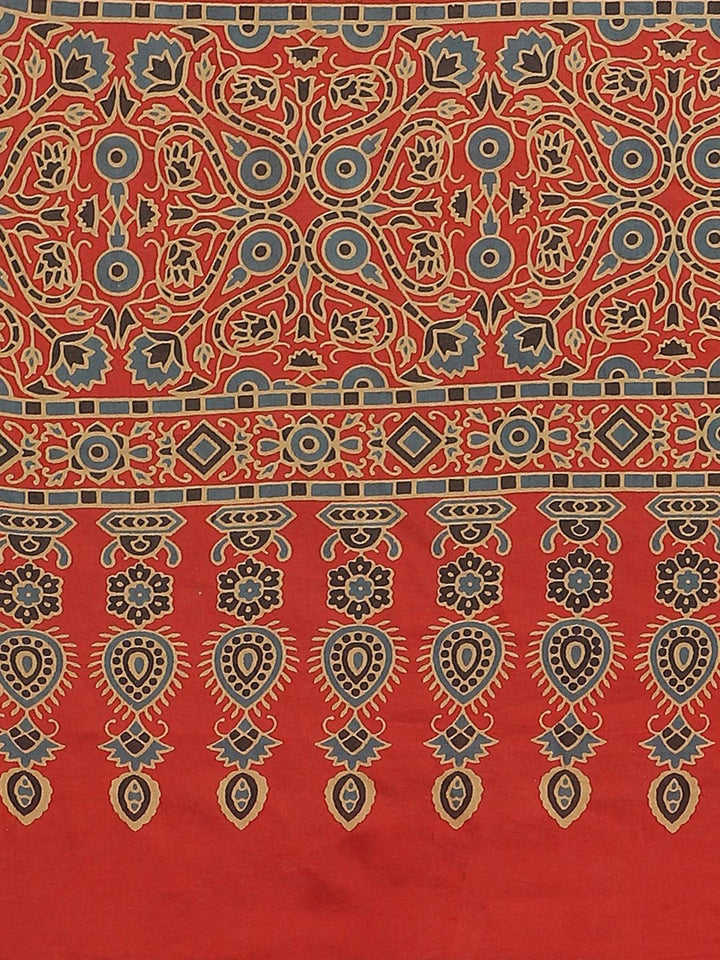 Red Printed Cotton Saree
