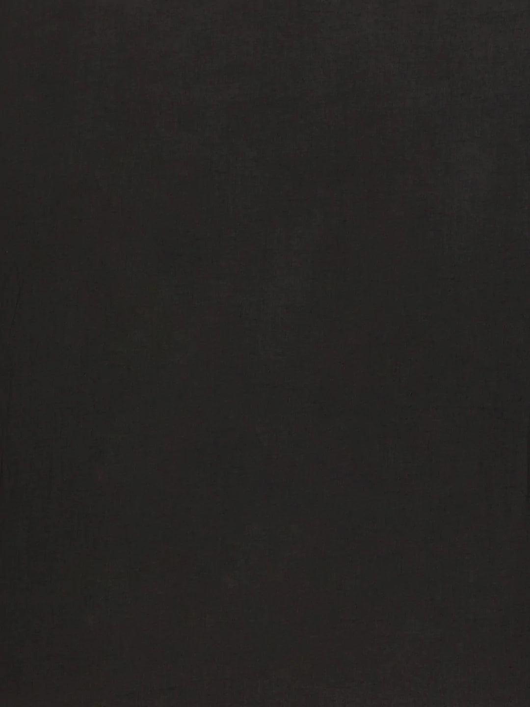 Black Printed Cotton Saree - ShopLibas