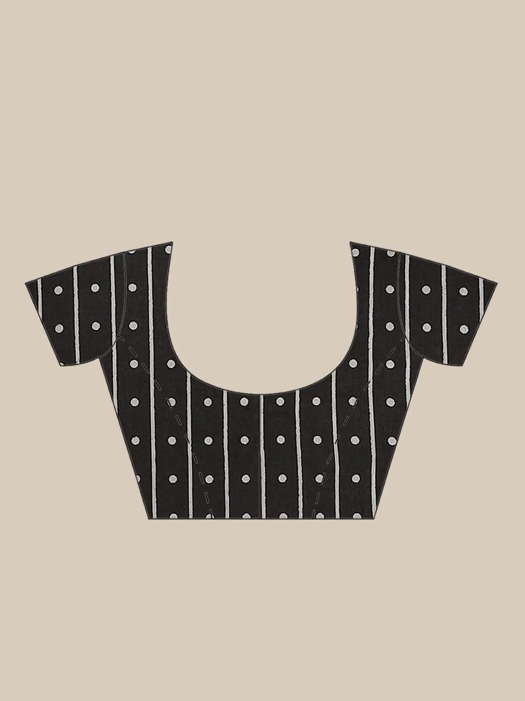 Black Printed Cotton Saree - ShopLibas