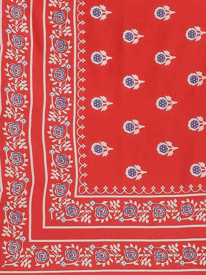 Red Printed Cotton Saree