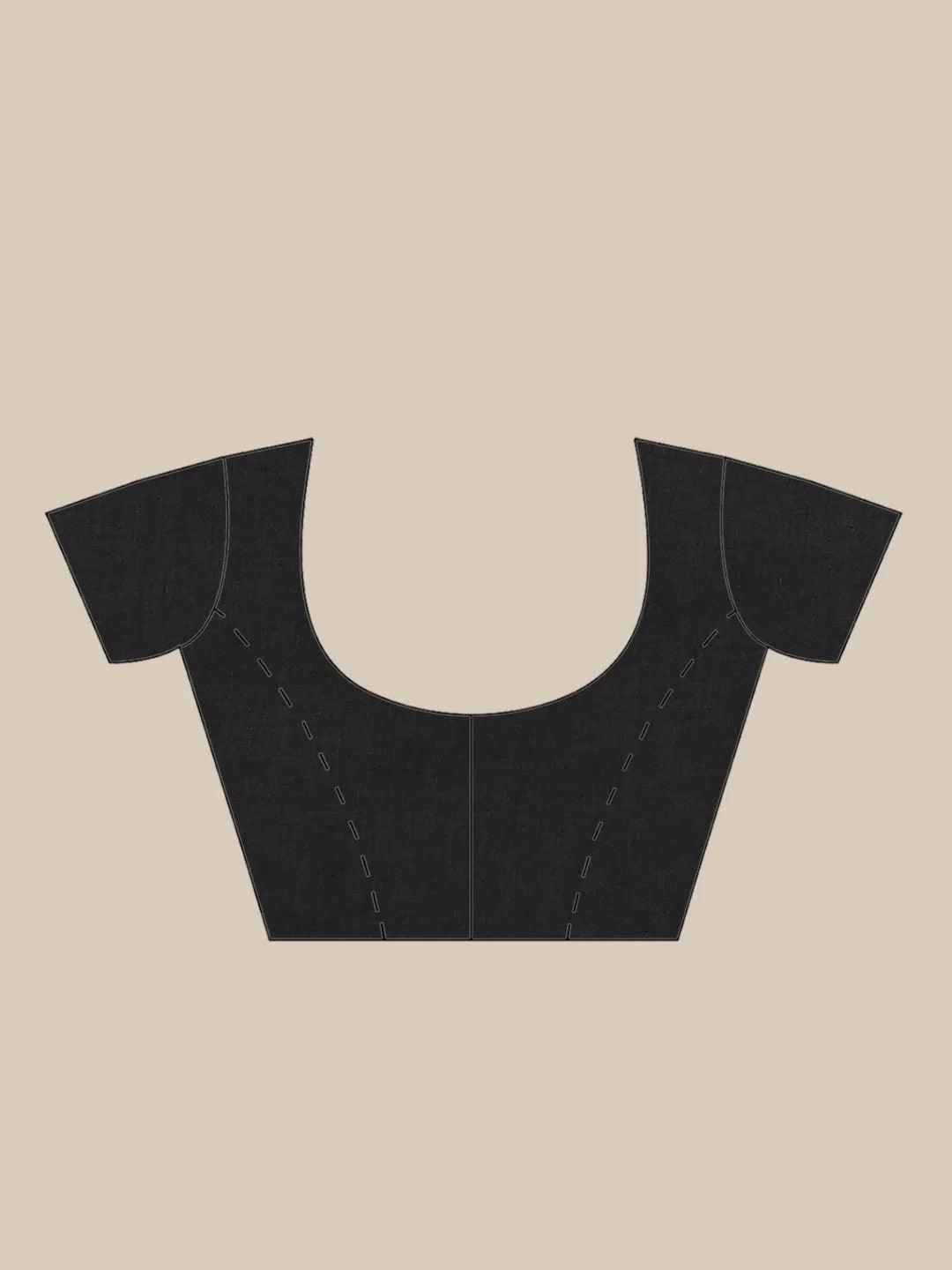 Black Printed Cotton Saree - ShopLibas