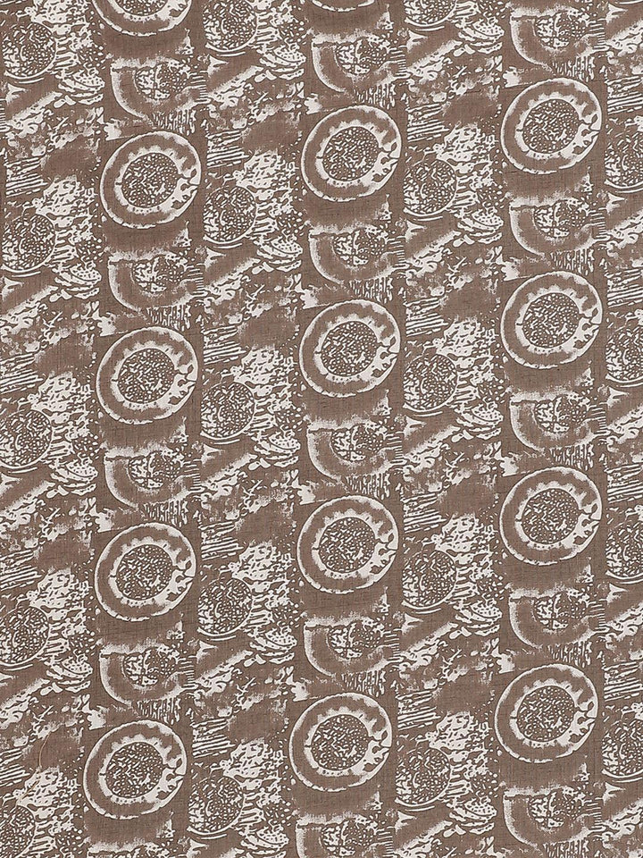 Brown Printed Cotton Saree