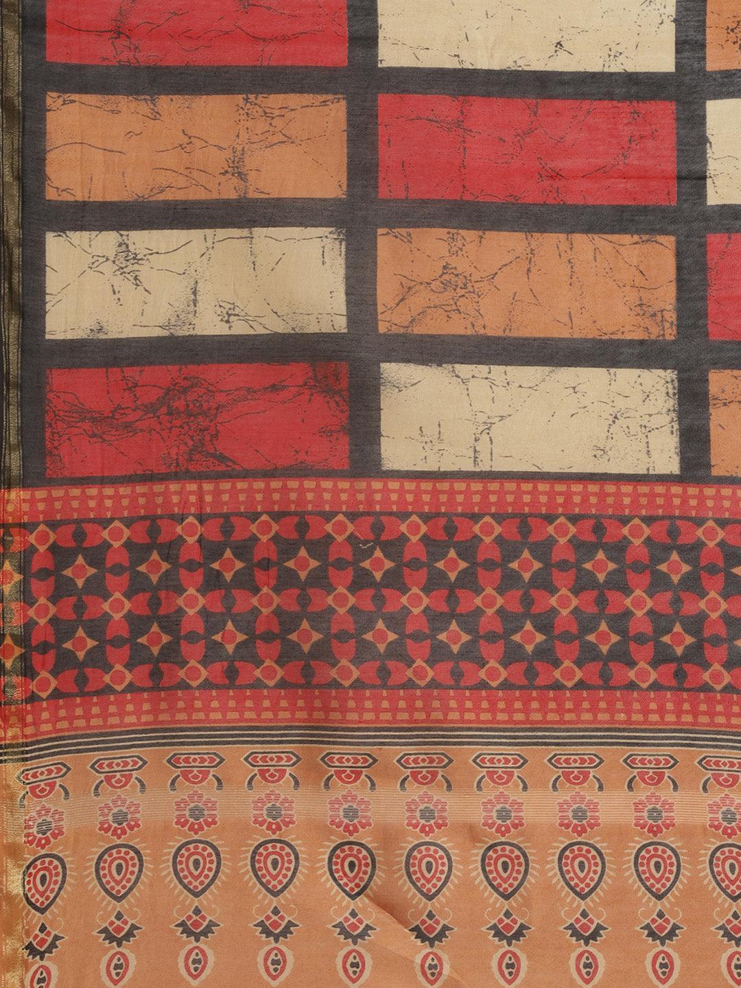 Multicoloured Chanderi Silk Saree - ShopLibas