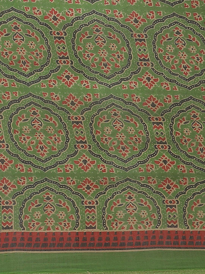 Green Printed Chanderi Silk Saree