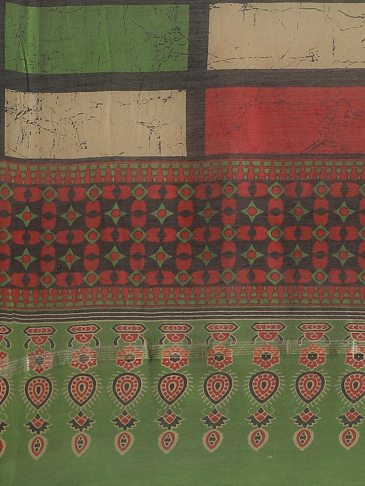 Green Printed Chanderi Silk Saree