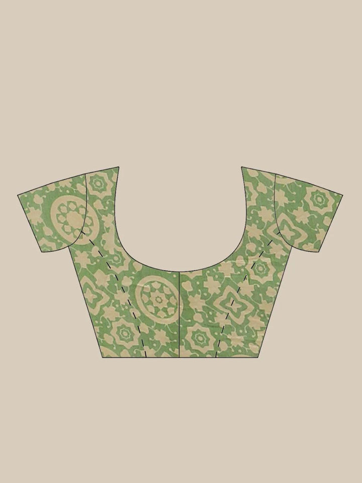 Green Printed Chanderi Silk Saree