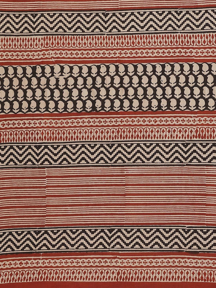 Beige Printed Cotton Saree