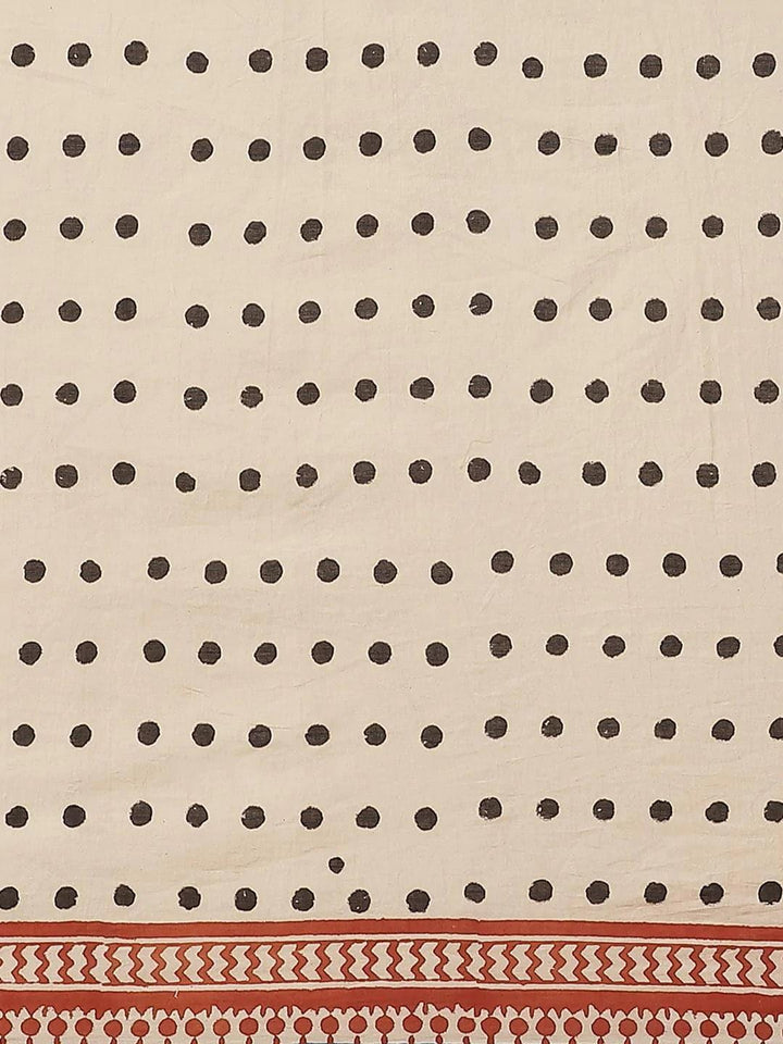 Beige Printed Cotton Saree