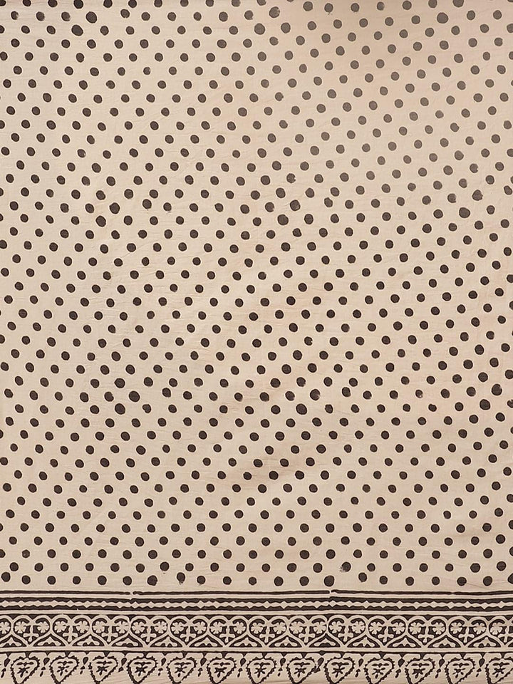 Beige Printed Cotton Saree