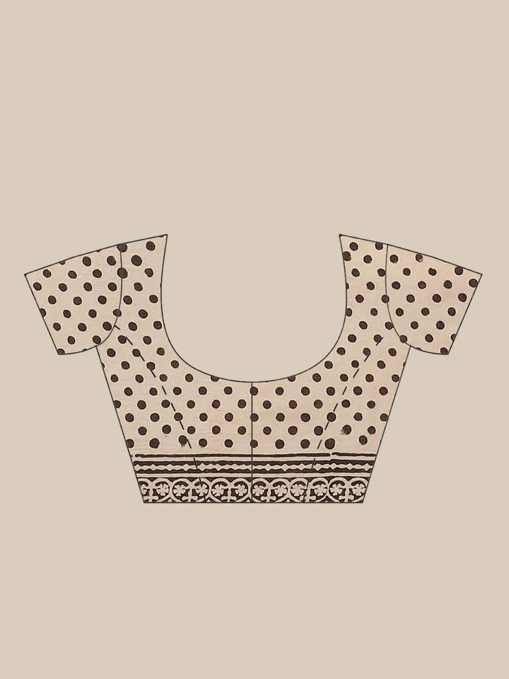 Beige Printed Cotton Saree