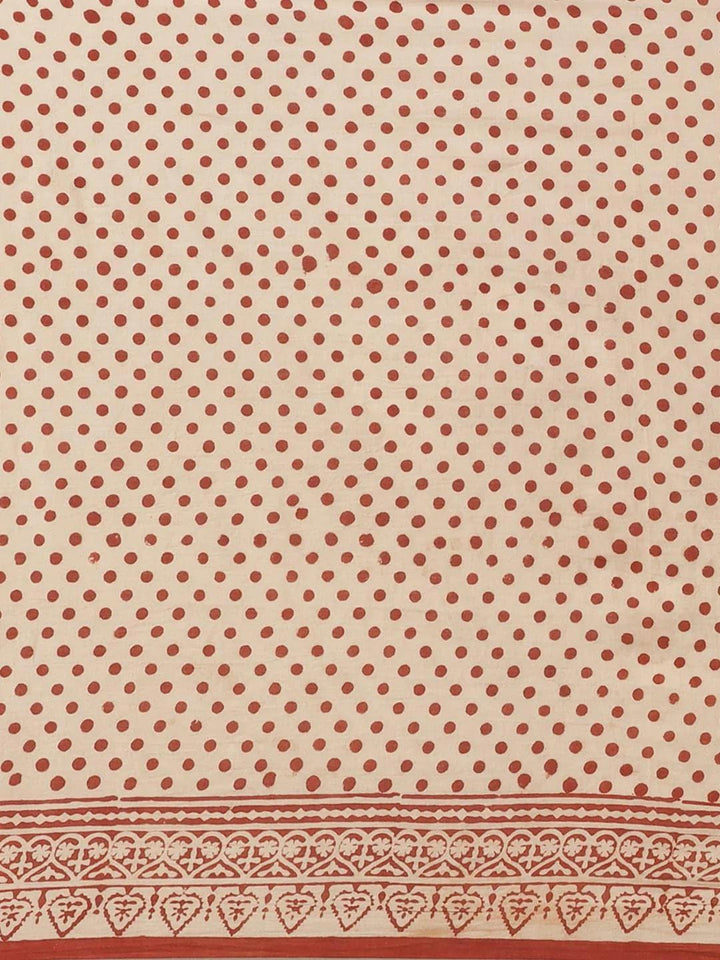 Beige Printed Cotton Saree