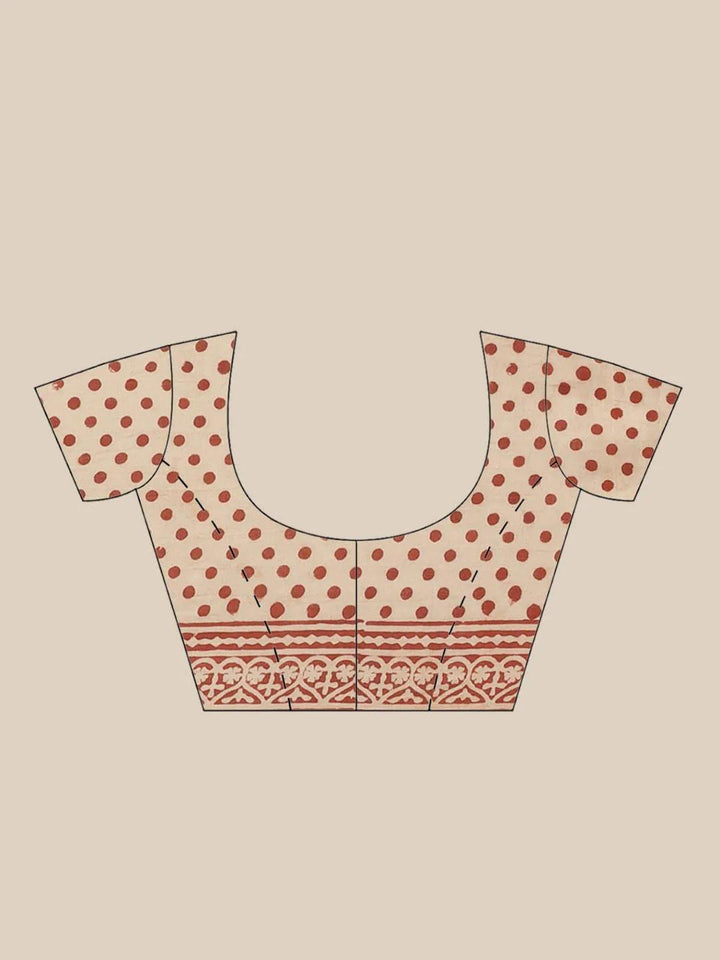 Beige Printed Cotton Saree