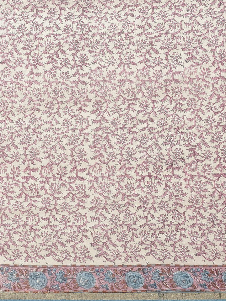 Blue Printed Cotton Silk Saree