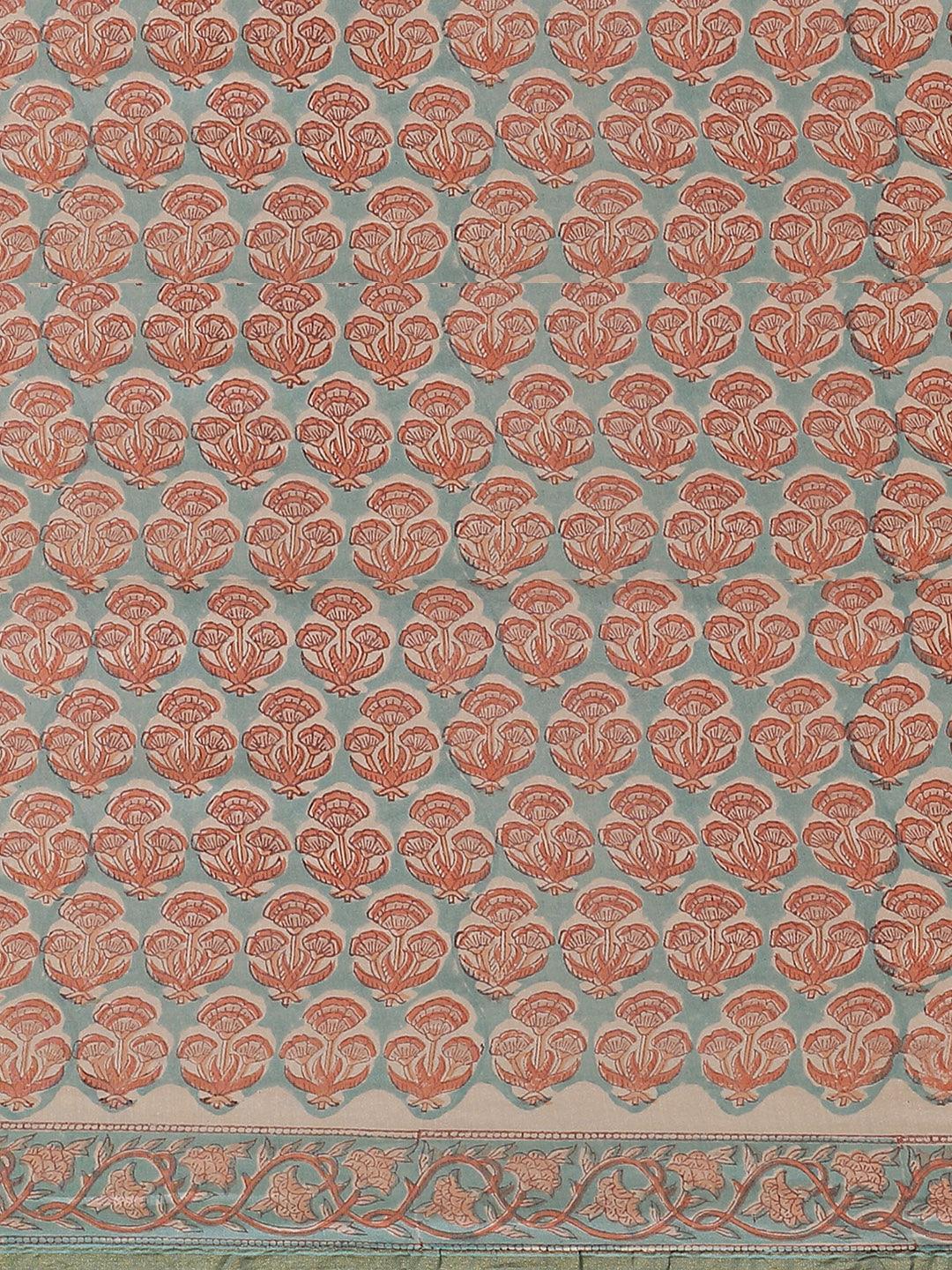 Blue Printed Cotton Silk Saree - ShopLibas