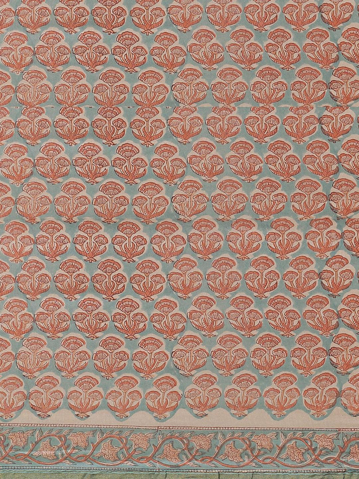 Blue Printed Cotton Silk Saree