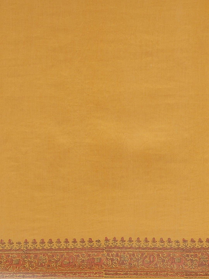Yellow Printed Cotton Silk Saree