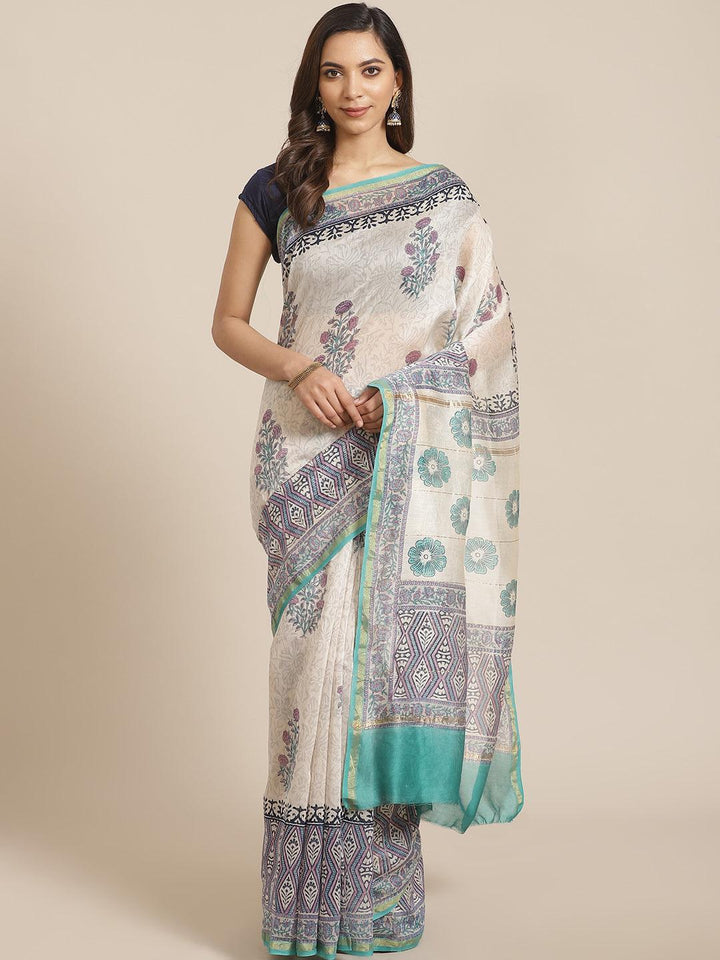 Multicoloured Printed Cotton Silk Saree