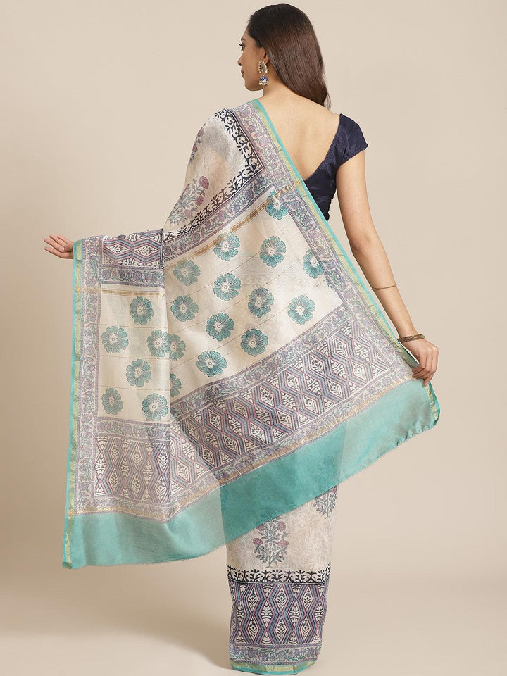Multicoloured Printed Cotton Silk Saree