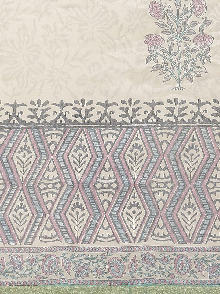 Multicoloured Printed Cotton Silk Saree