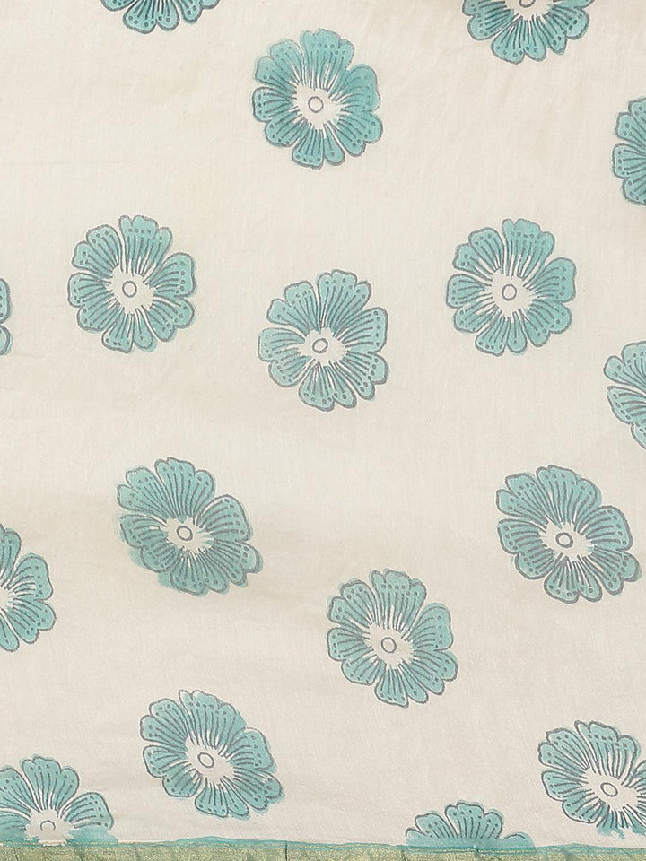 Multicoloured Printed Cotton Silk Saree